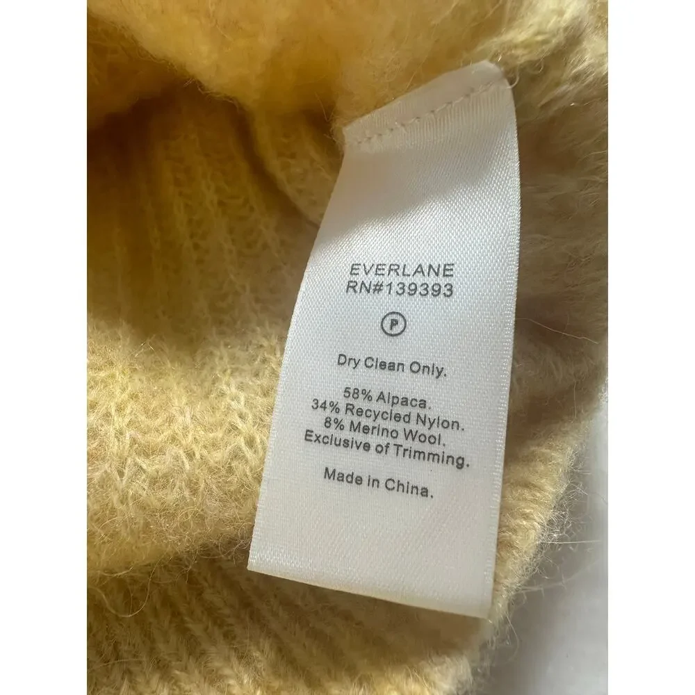 Everlane Alpaca Collared Cardigan Women Small Yellow Excellent Sheer Cottagecore